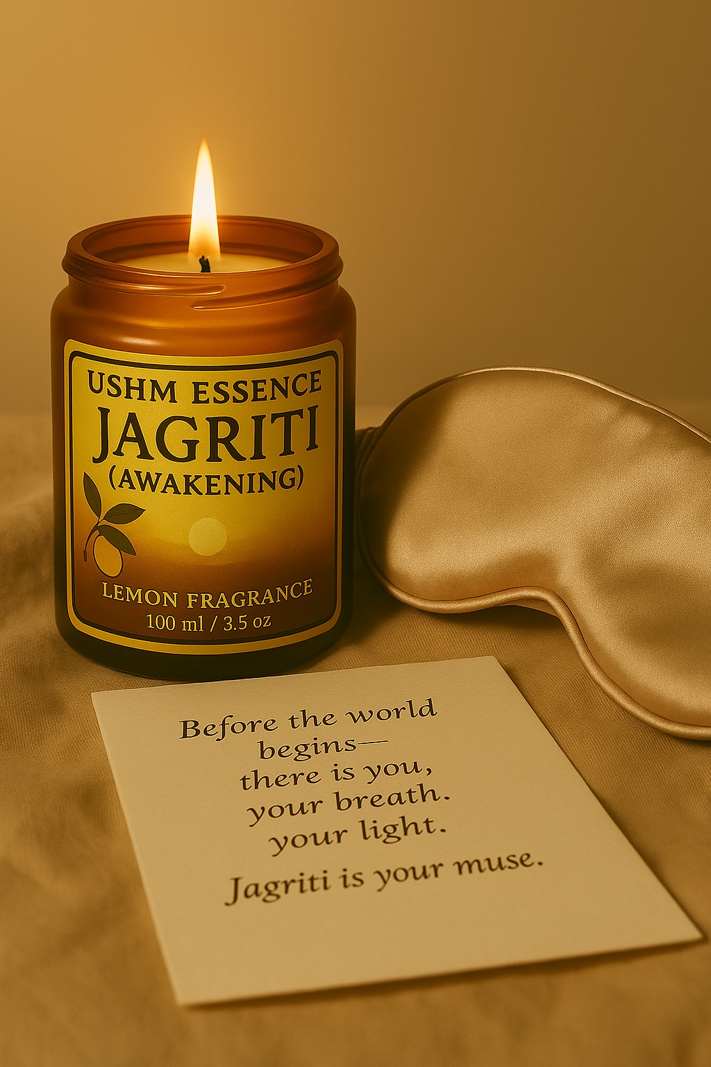 Ushm Essence JAGRITI – Citrus Scented Candle for Focus & Fresh Start