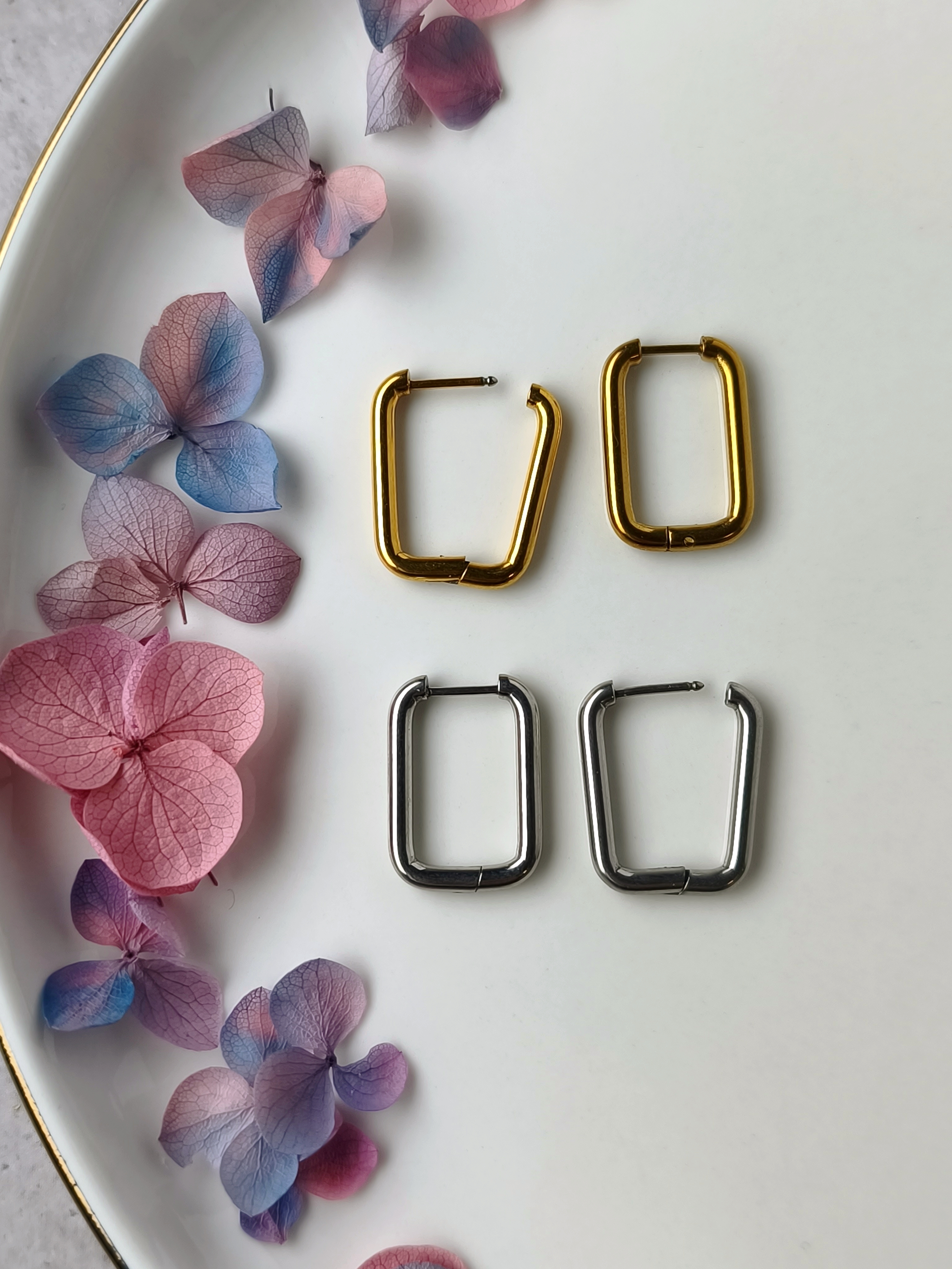 Créoles  rectangulaire en acier inoxydable