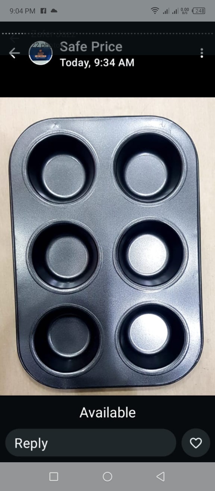 Six-cup muffin pan