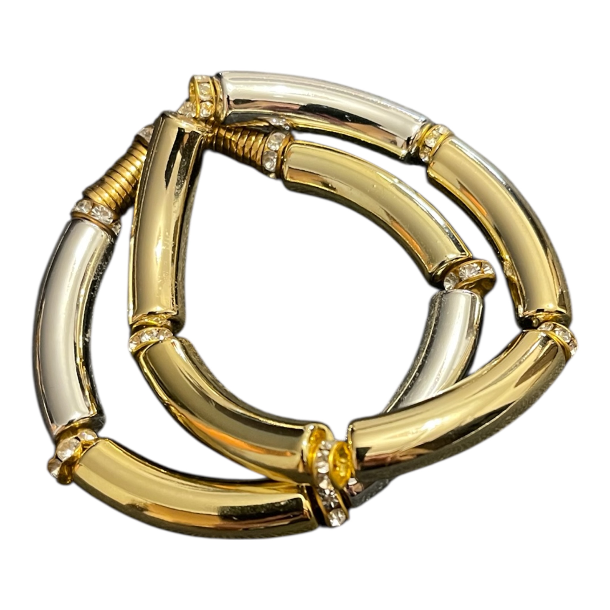 Lot bracelet tube argent et or 