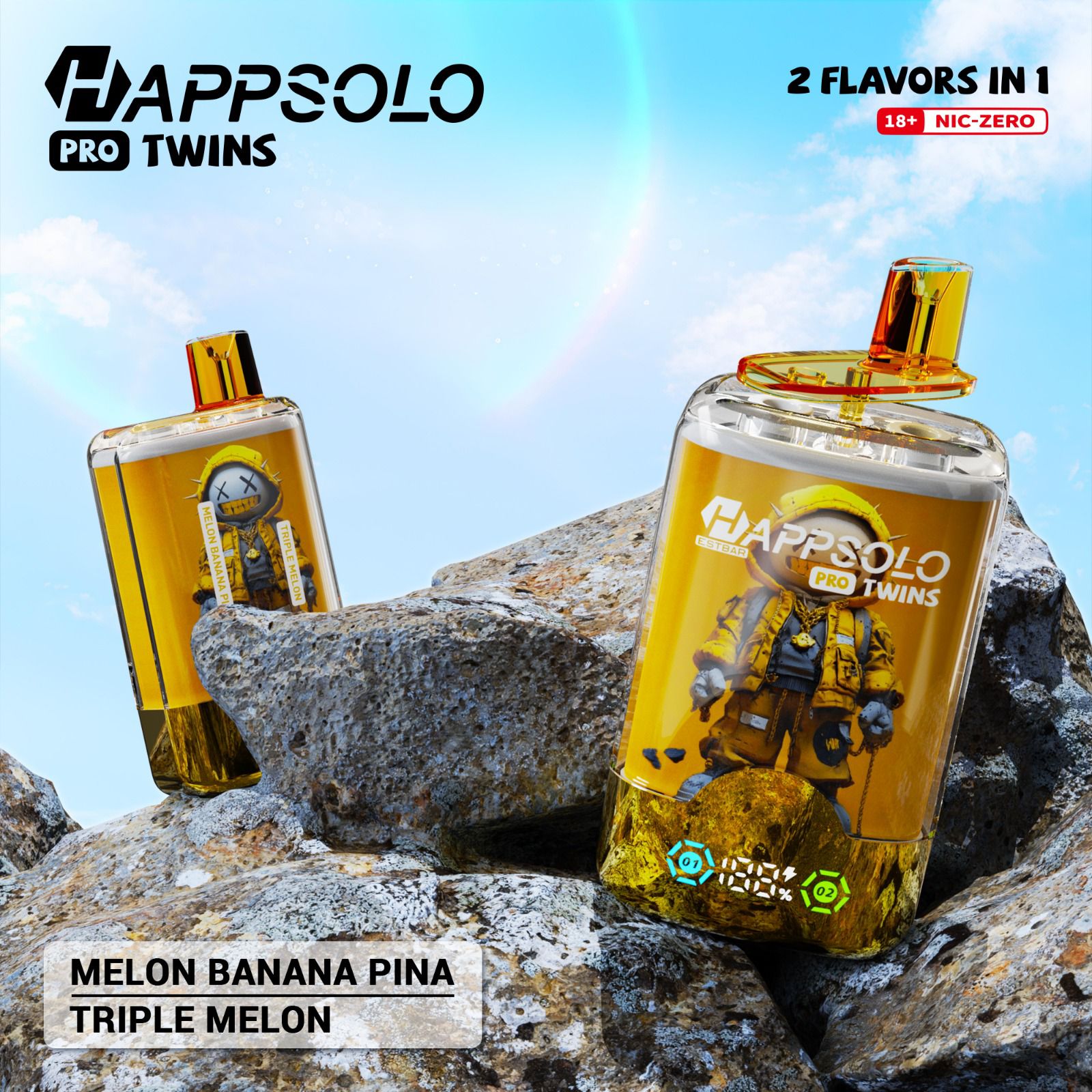 Happsolo Pro Twins 40K - Melón Banana Piña y Triple Melón,