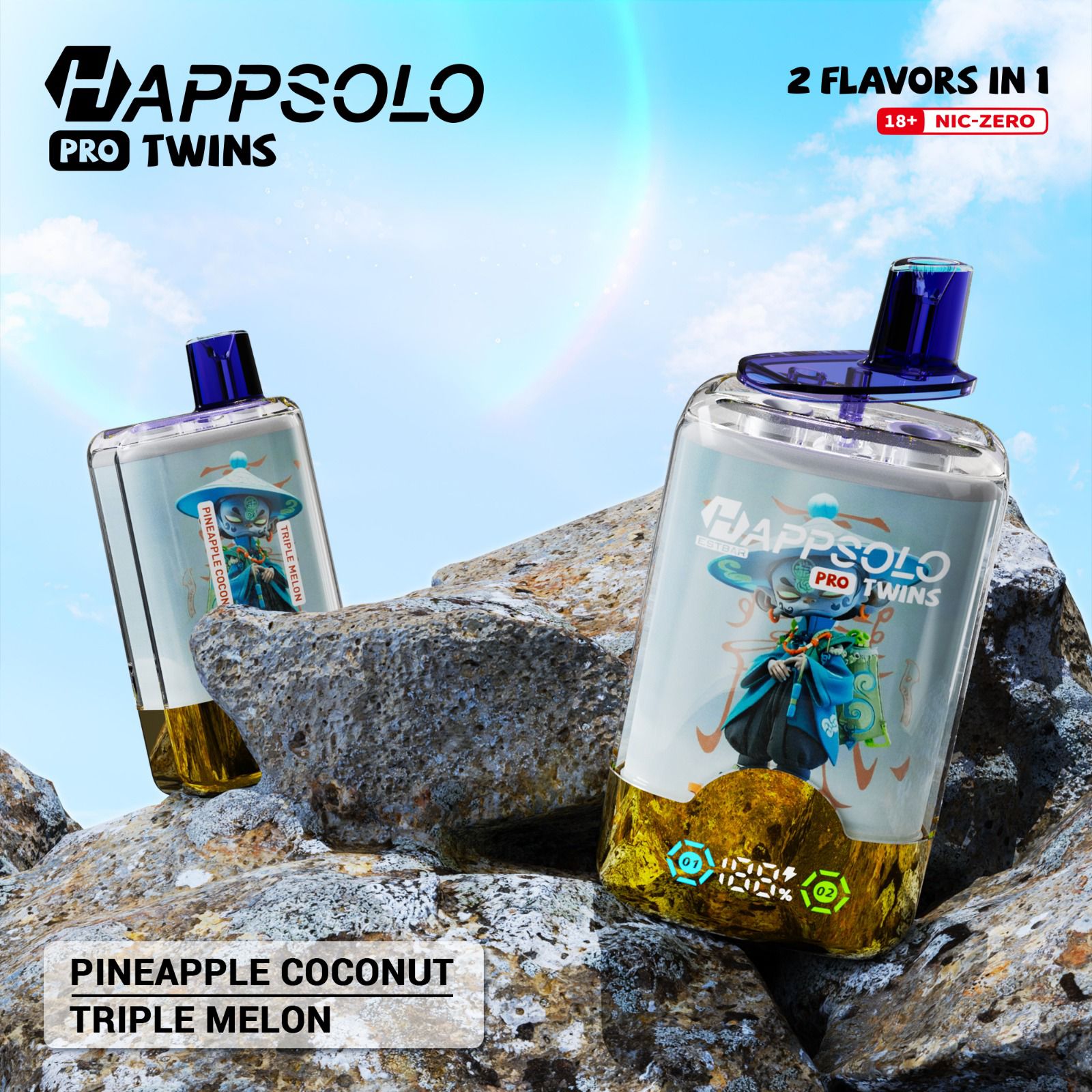 Happsolo Pro Twins 40K - Pineapple Coconut & Triple Melon