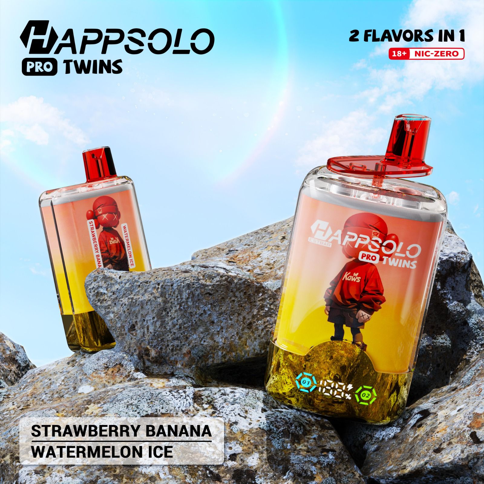 Happsolo Pro Twins 40K - Strawberry Banana y Watermelon Ice 
