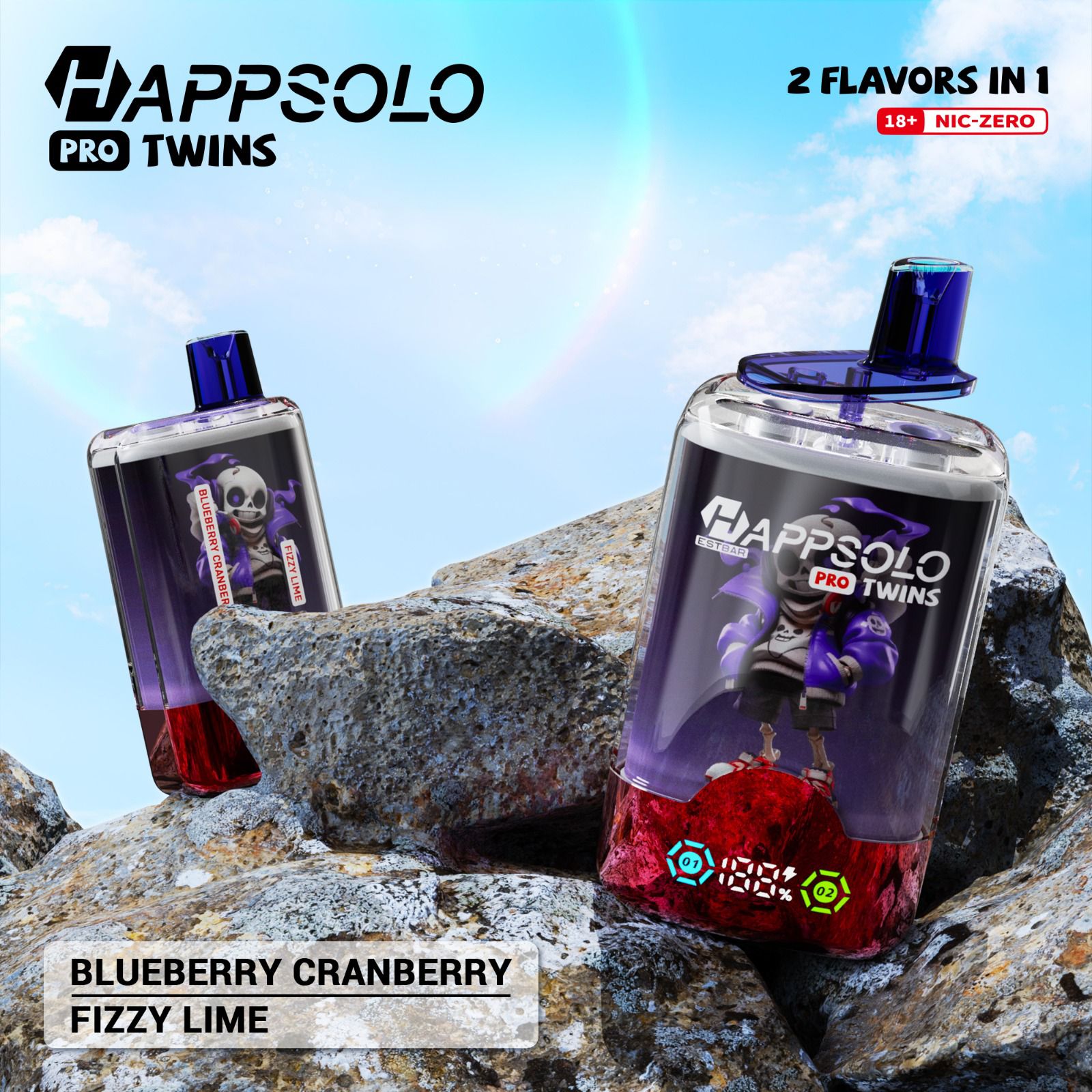 Happsolo Pro Twins 40K - Blueberry Cranberry & Fizzy Lime 