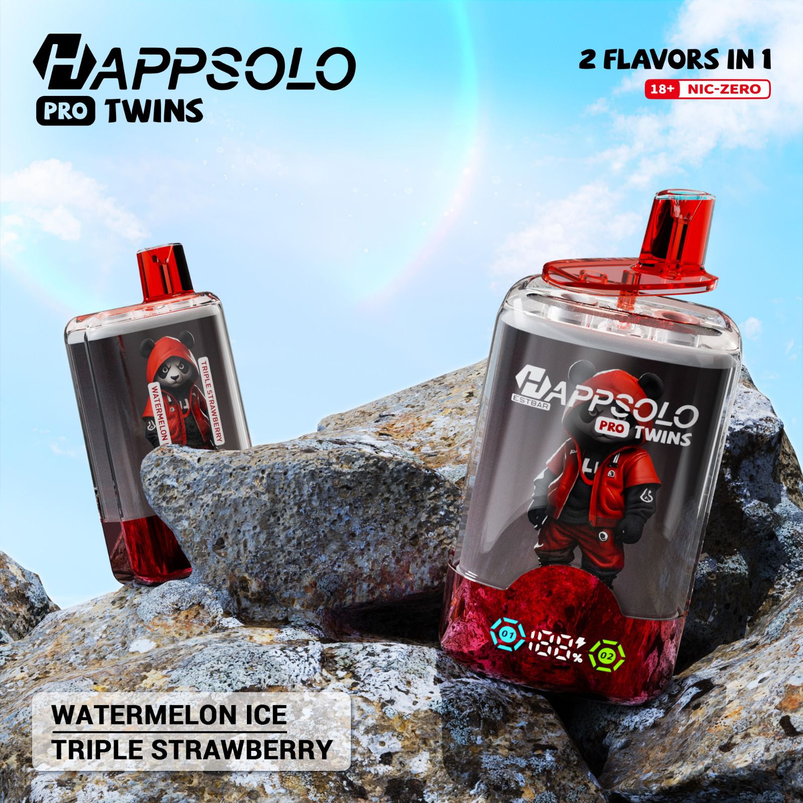 Happsolo Pro Twins 40K -Watermelon Ice y Triple Strawberry 