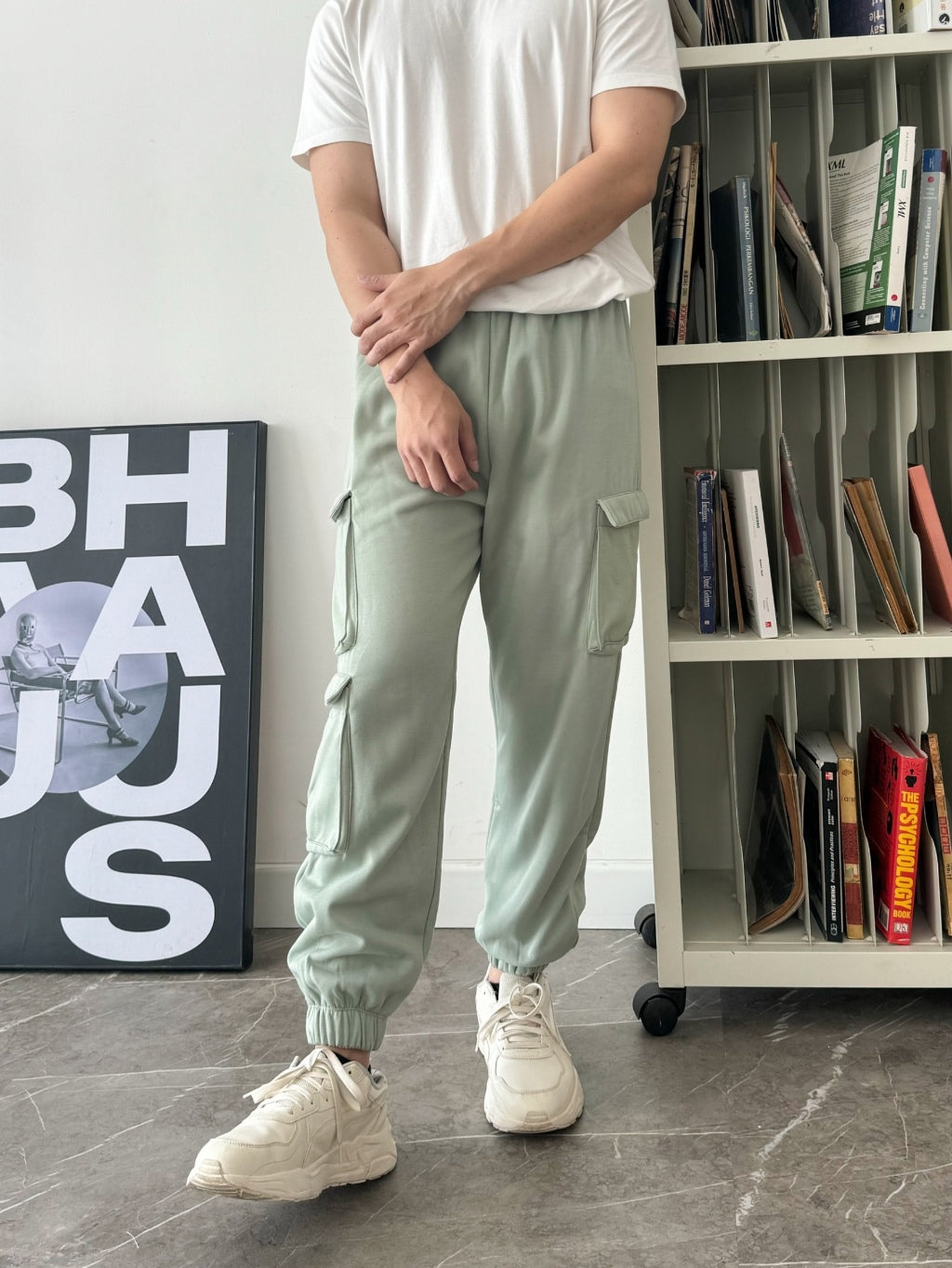 Celana cargo jogger pria