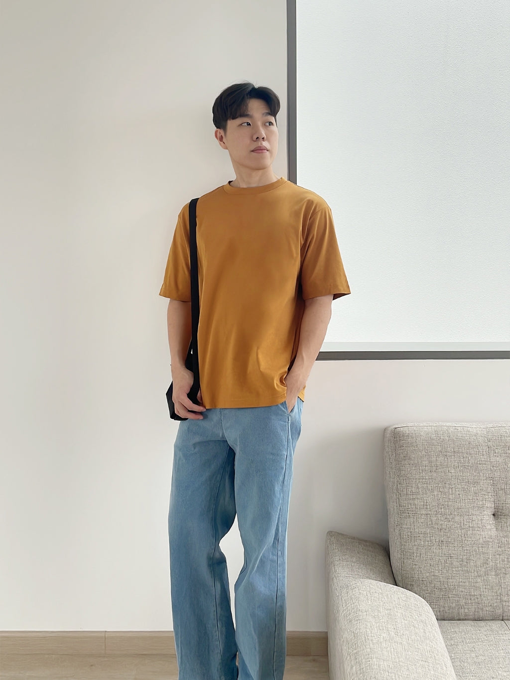 Kaos Pria Warna Coklat Mustard