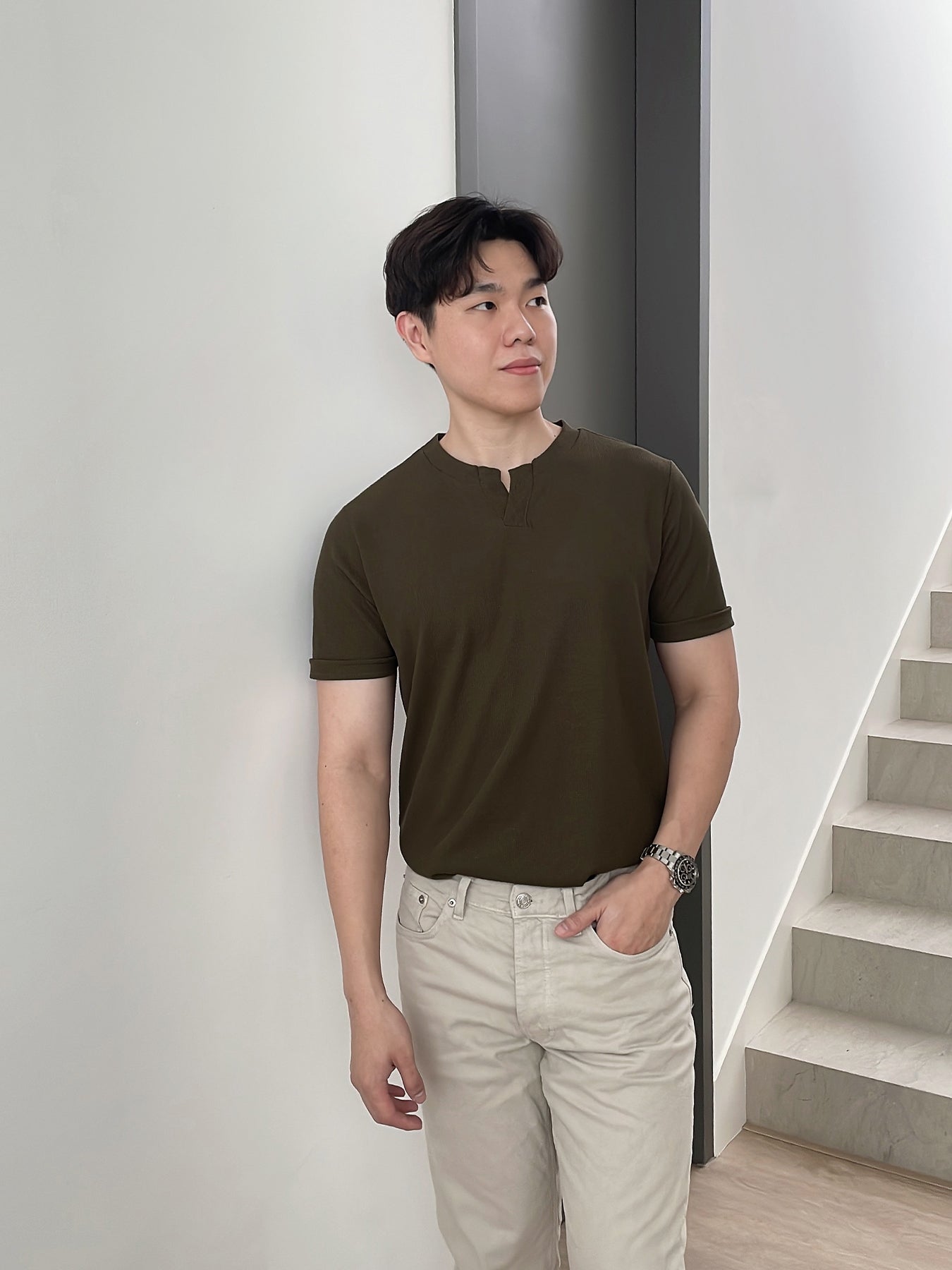 Kaos Pria Katun Warna Army