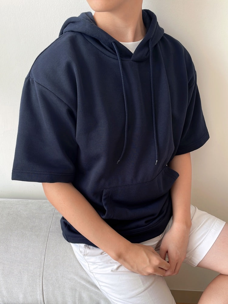 Hoodie Lengan Pendek Navy