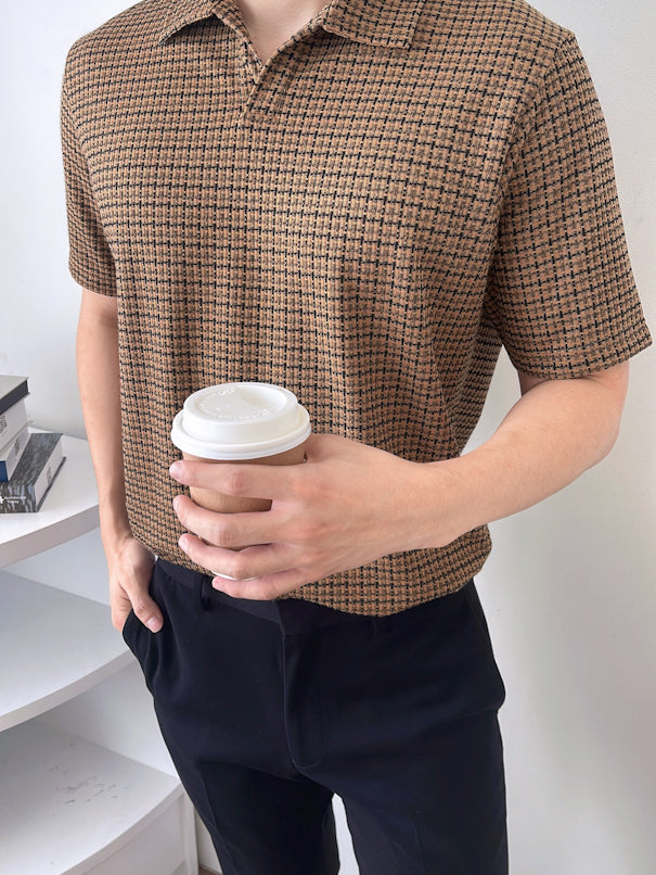 Kaos Polo Pria Motif Kotak