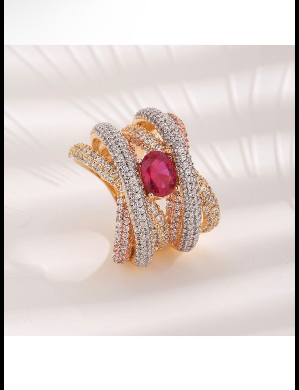 Bague en or avec rubis et diamants