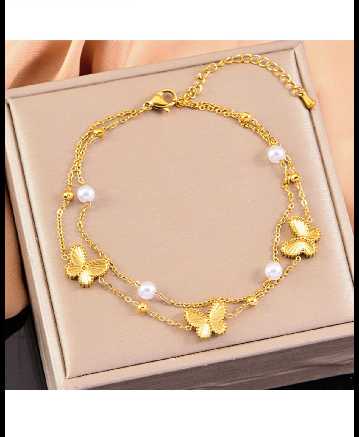 Chaîne de pied papillon doré