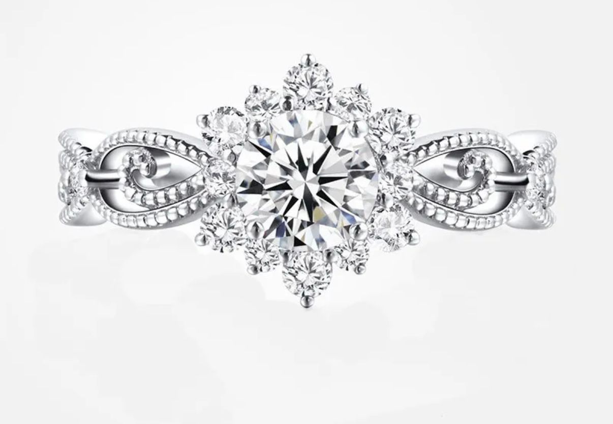 Bague Solitaire en argent 925 serti de moissanit