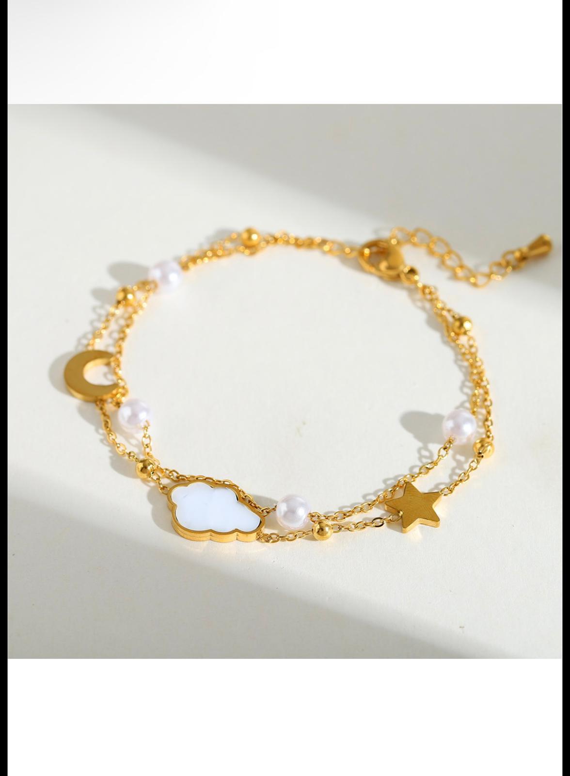 Bracelet doré nuage et étoiles