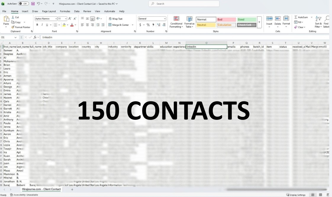 Enriched Email Contact List (150 contacts)