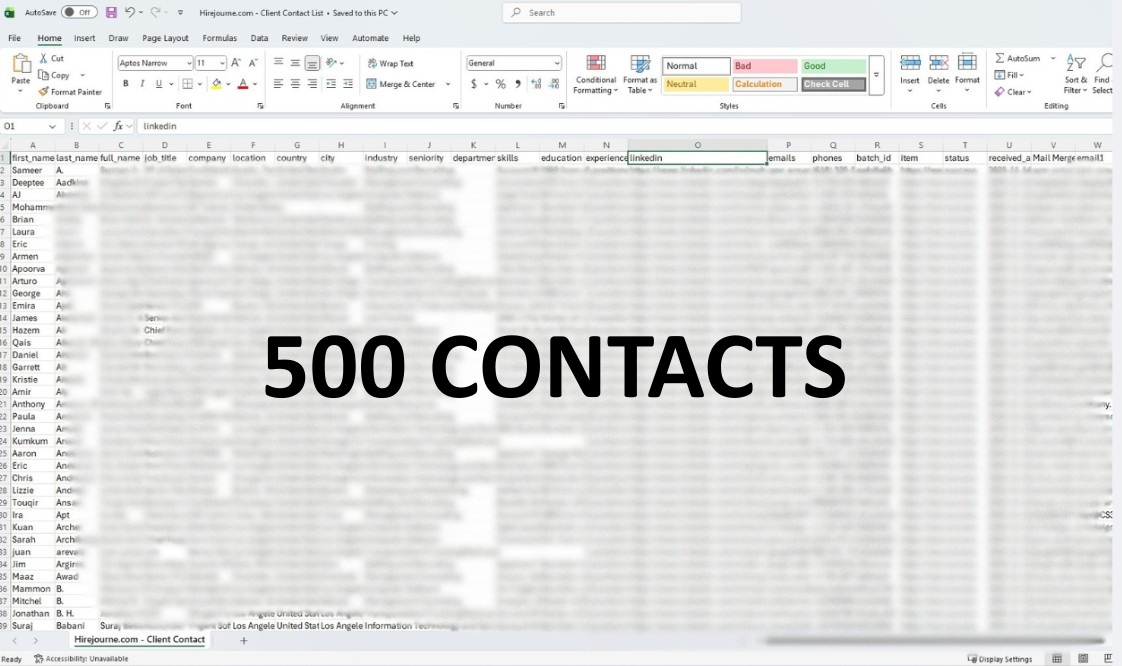 Enriched Email Contact List (500 Contacts)