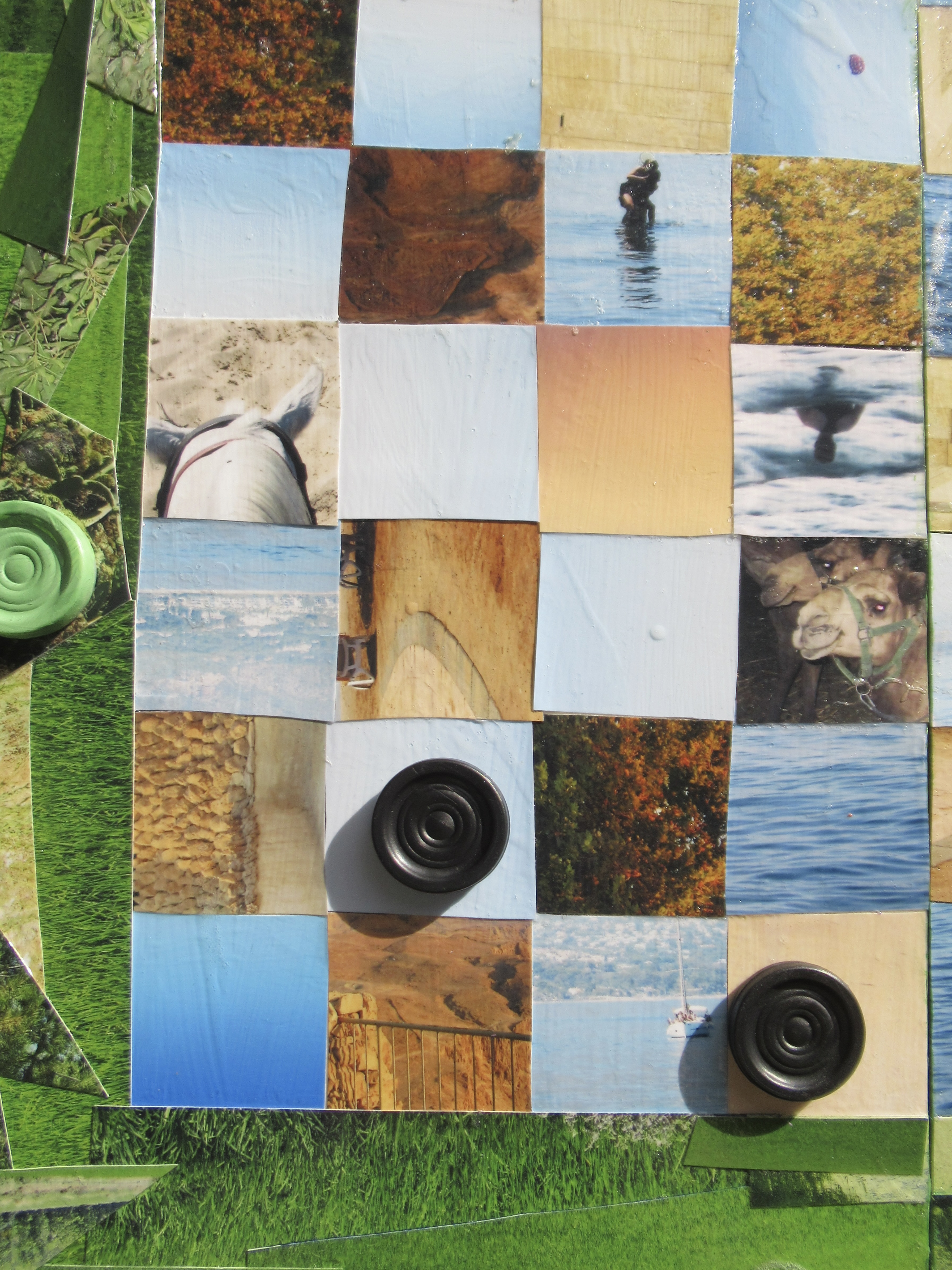 Custom Mixed Media Collage Backgammon/Chess Set 