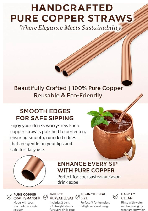 Copper Drinking Straws