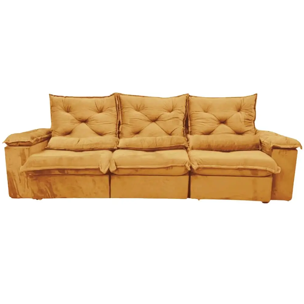 Sofá Porto Madero 5 Lugares Retrátil e Reclinável 270cm 3 Módulos Tecido Veludo Imperial Decor (FRETE GRÁTIS)