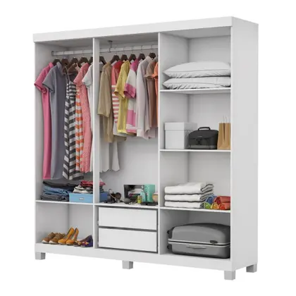 KIT QUARTO; CAMA BOX CASAL MÔNACO D28 + GUARDA ROUPA RECIFE