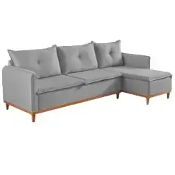 Sofá Orlando 4 Lugares com Chaise Tecido Linho 240cm Boareto (FRETE GRÁTIS)