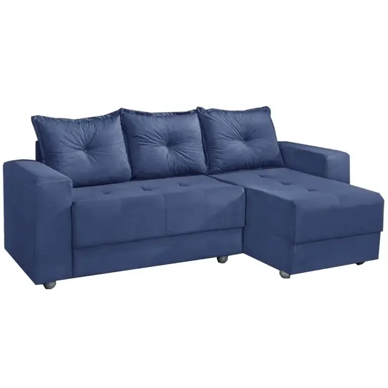 Sofá Florença 3 Lugares com Chaise Tecido Suede 200cm (FRETE GRÁTIS)