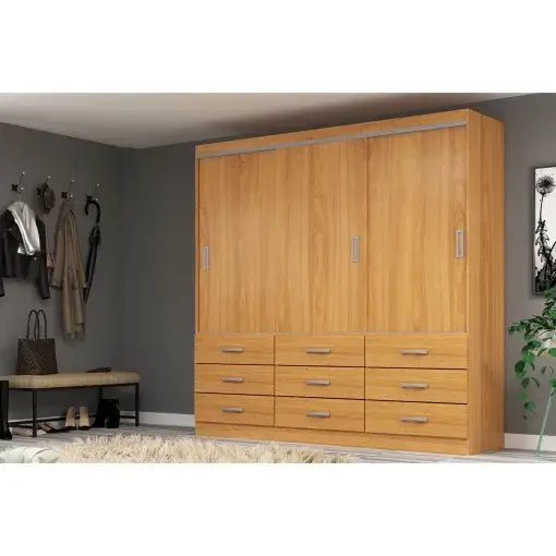 Kit Quarto; CAMA BOX CASAL MÔNACO D28 + GUARDA ROUPA ISABELA CASAL