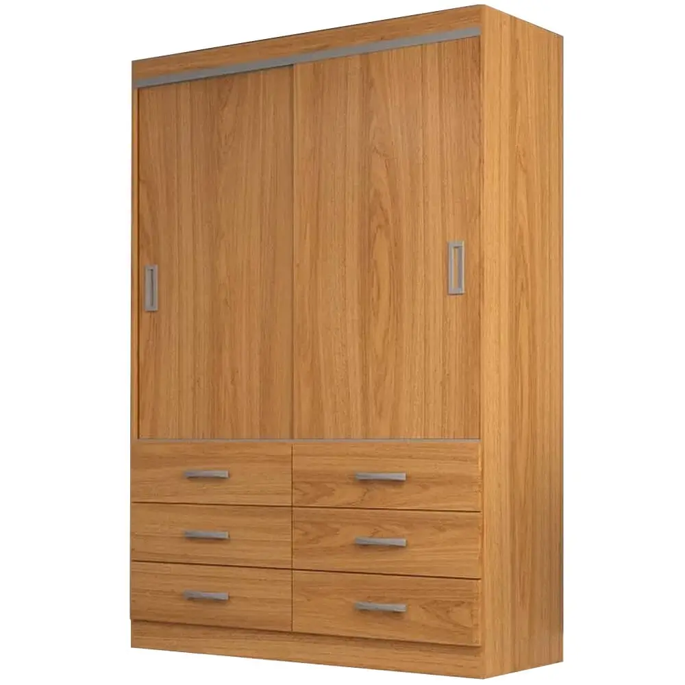 Guarda Roupa Veneza Solteiro 2 Portas 6 Gavetas Evidencia