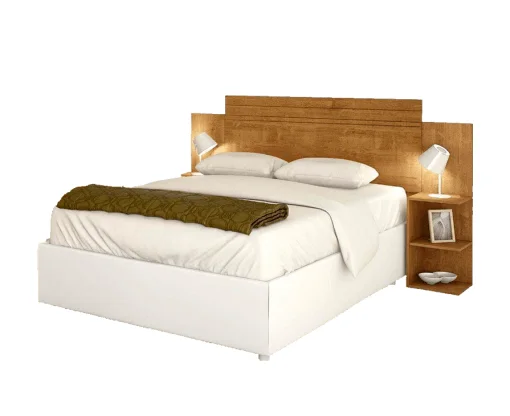 Cabeceira Palma Casal Queen Com Prateleiras de Apoio