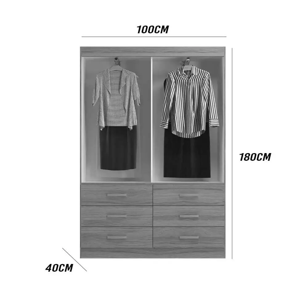 Guarda Roupa Veneza Solteiro 2 Portas 6 Gavetas Evidencia