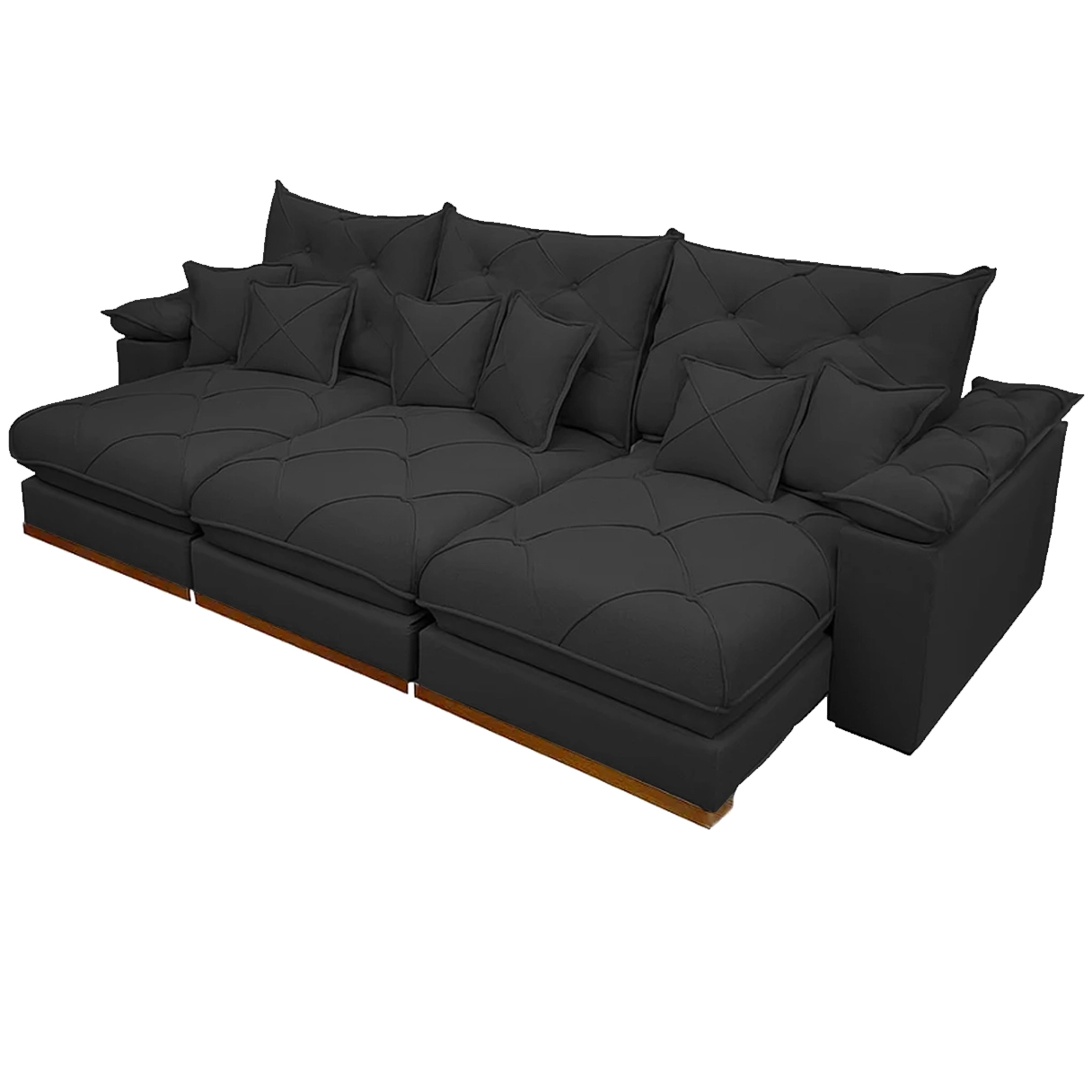 Sofá Gran Plus 320cm em Veludo com Molas Ensacadas 6 Lugares 3 Módulos Retrátil e Reclinável Império (FRETE GRÁTIS)