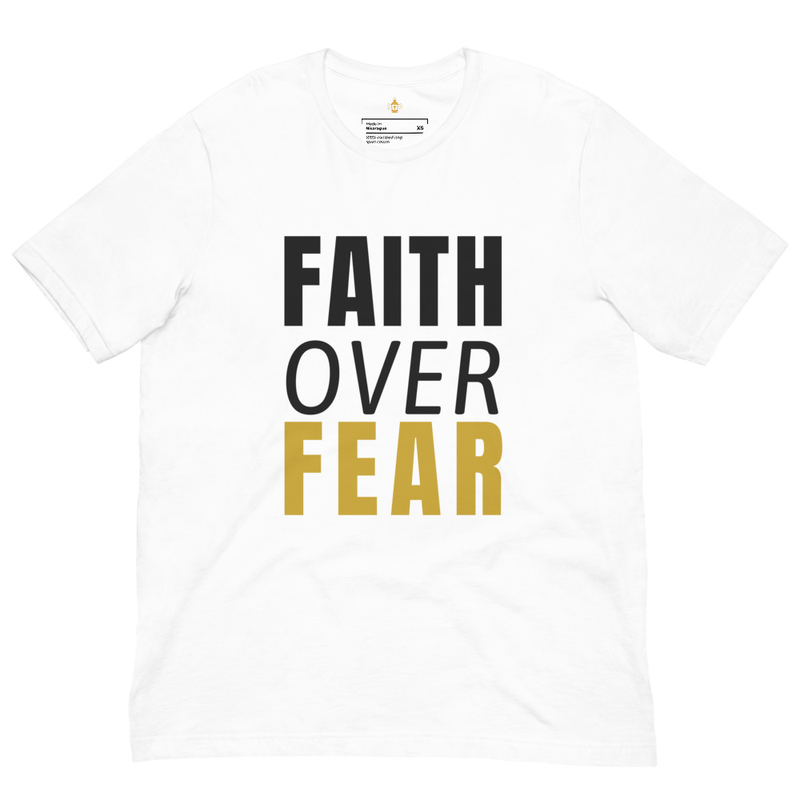 Faith Over Fear Christian T-Shirt, Faith Over Fear Bible Verse Tee, Unisex Apparel for Men & Women, Catholic Religious