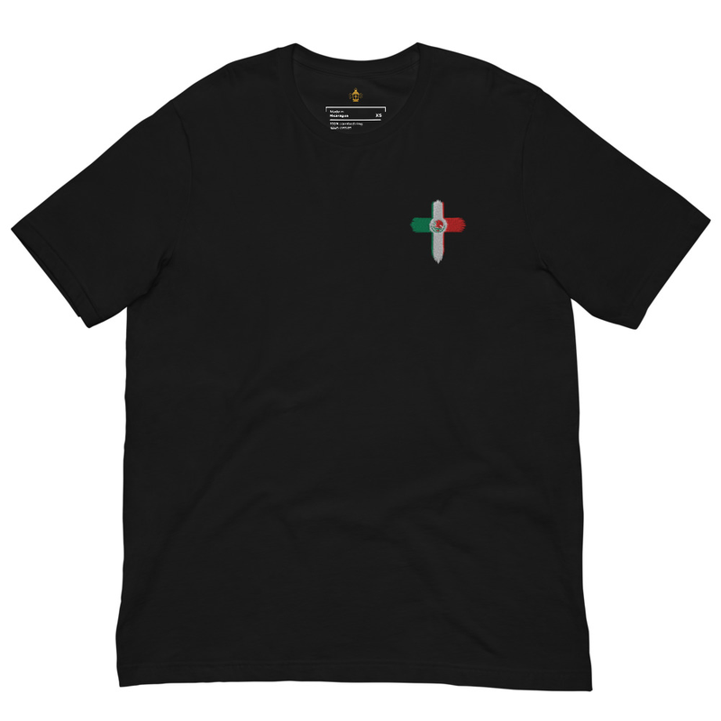 Mexico Flag Christian Cross Shirt, Soccer World Cup 2026, Embroidered Unisex with Back Design, Faith Tee for Men & Women