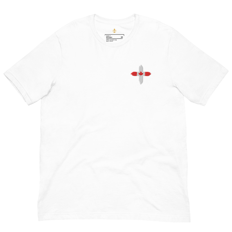 Canada Flag Christian Cross Shirt, Soccer World Cup 2026, Embroidered Unisex Canadian Faith Tee for Men & Women