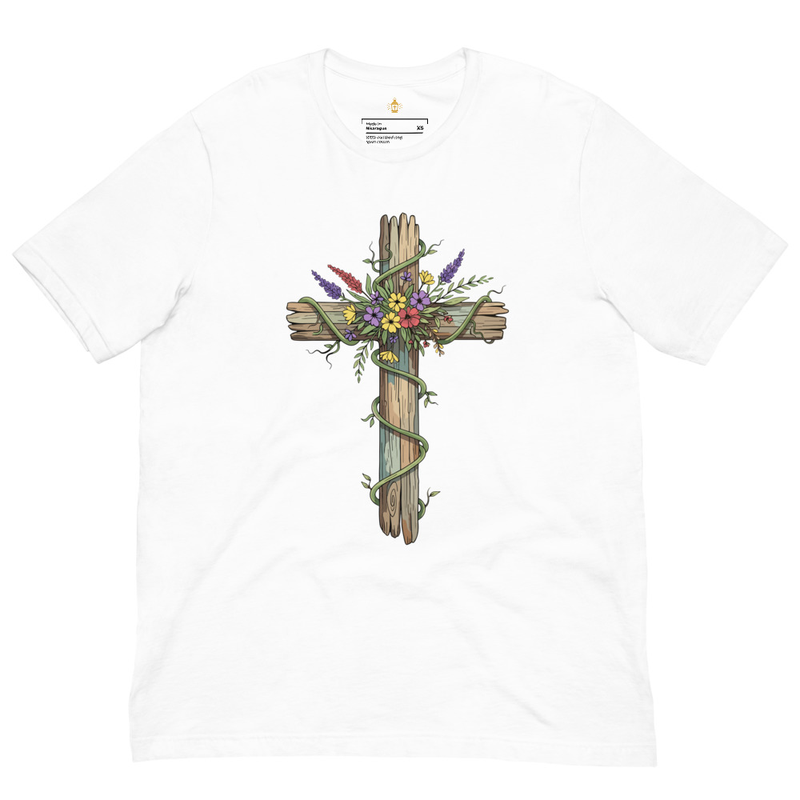 Flower Cross Christian T-Shirt, Floral Faith Tee, Unisex Christian Apparel for Men & Women, Catholic Religious Jesus Gift