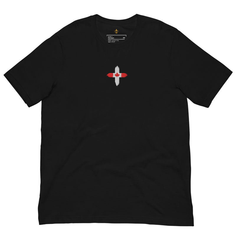 Canada Flag Christian Cross Center Shirt, Soccer World Cup 2026, Embroidered Unisex with Back Design Faith Tee Men & Women