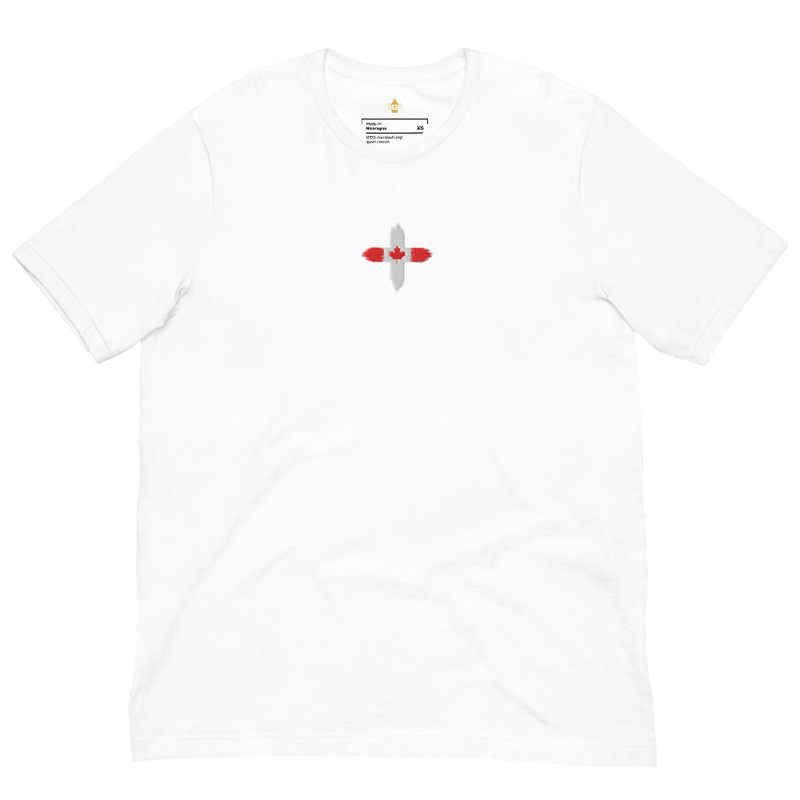 Canada Flag Christian Cross Center Shirt, Soccer World Cup 2026, Embroidered Unisex with Back Design Faith Tee Men & Women
