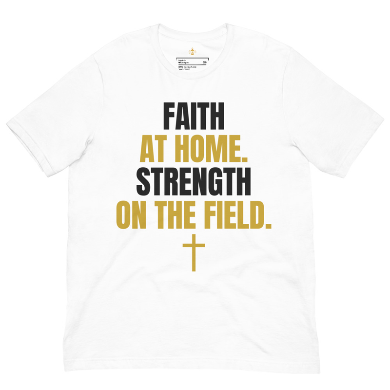 Faith at Home Strength on Field Christian T-Shirt, Soccer Football World Cup 2026 Tee, Unisex for Men & Women