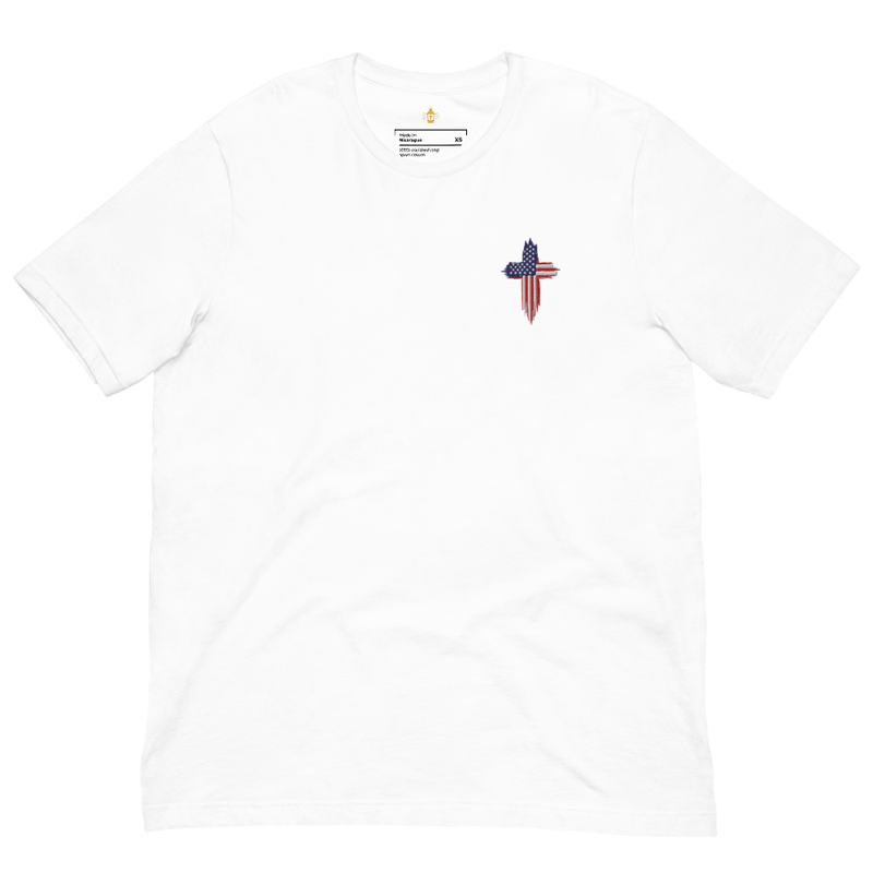USA Flag Christian Cross Shirt, Soccer World Cup 2026, Embroidered Unisex American Faith Tee for Men & Women