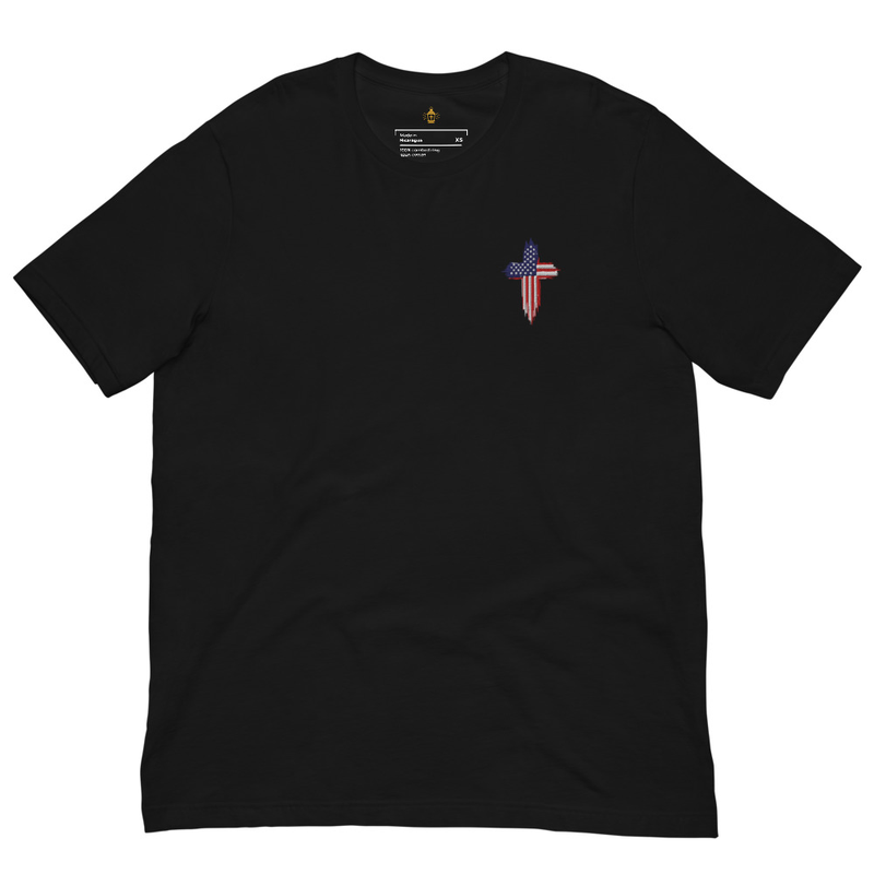 USA Flag Christian Cross Shirt, Soccer World Cup 2026, Embroidered Unisex American Faith Tee for Men & Women