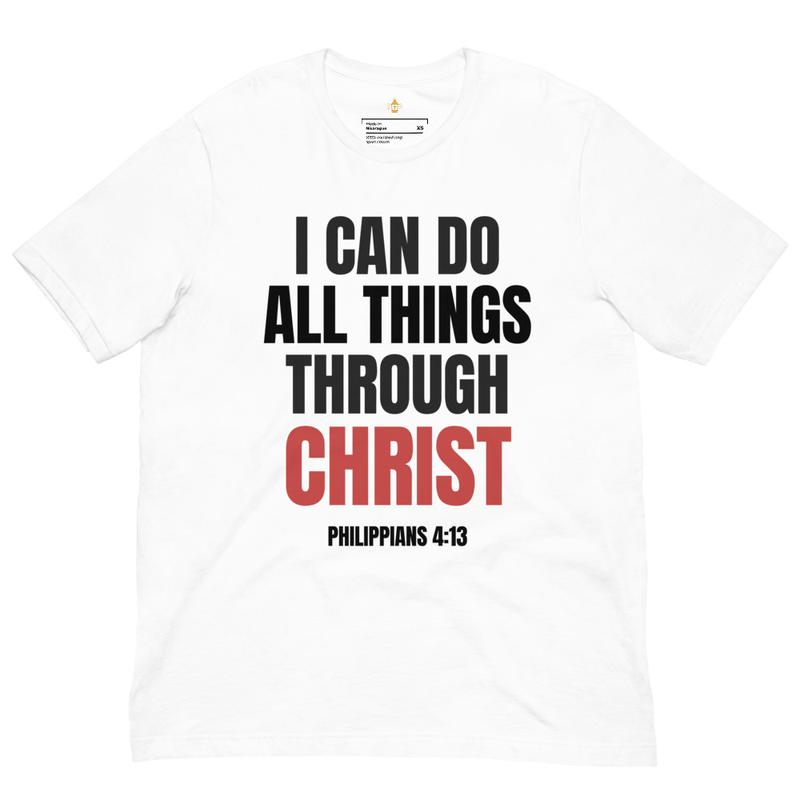 I Can Do All Things Through Christ Christian T-Shirt, Philippians Bible Verse Tee for Men & Women, Catholic Faith Apparel