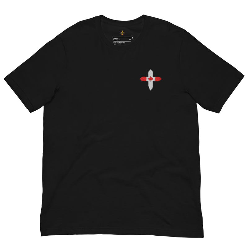 Canada Flag Christian Cross Shirt, Soccer World Cup 2026, Embroidered Unisex with Back Design, Faith Tee Men & Women