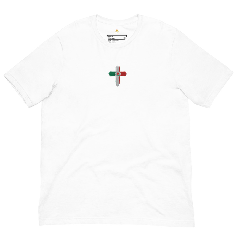 Mexico Flag Christian Cross Center Shirt, Soccer World Cup 2026, Embroidered Unisex with Back Design, Faith Tee Men & Women