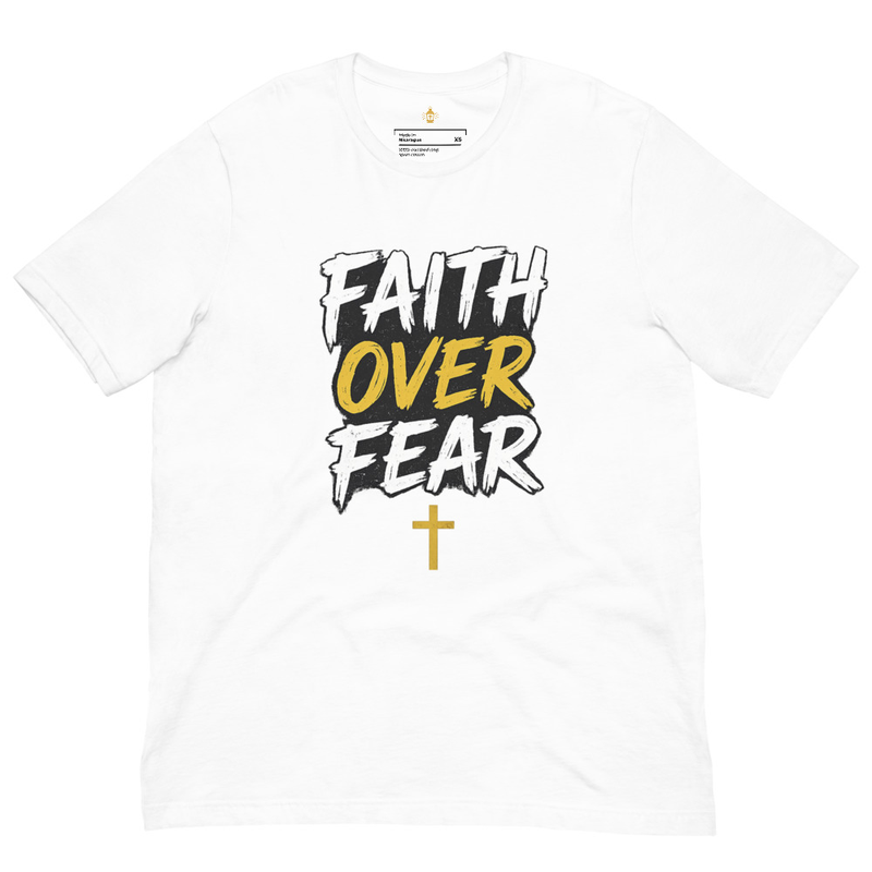 Faith Over Fear Christian T-Shirt, Bible Verse Cross Tee, Unisex Christian Apparel for Men & Women, Catholic Religious