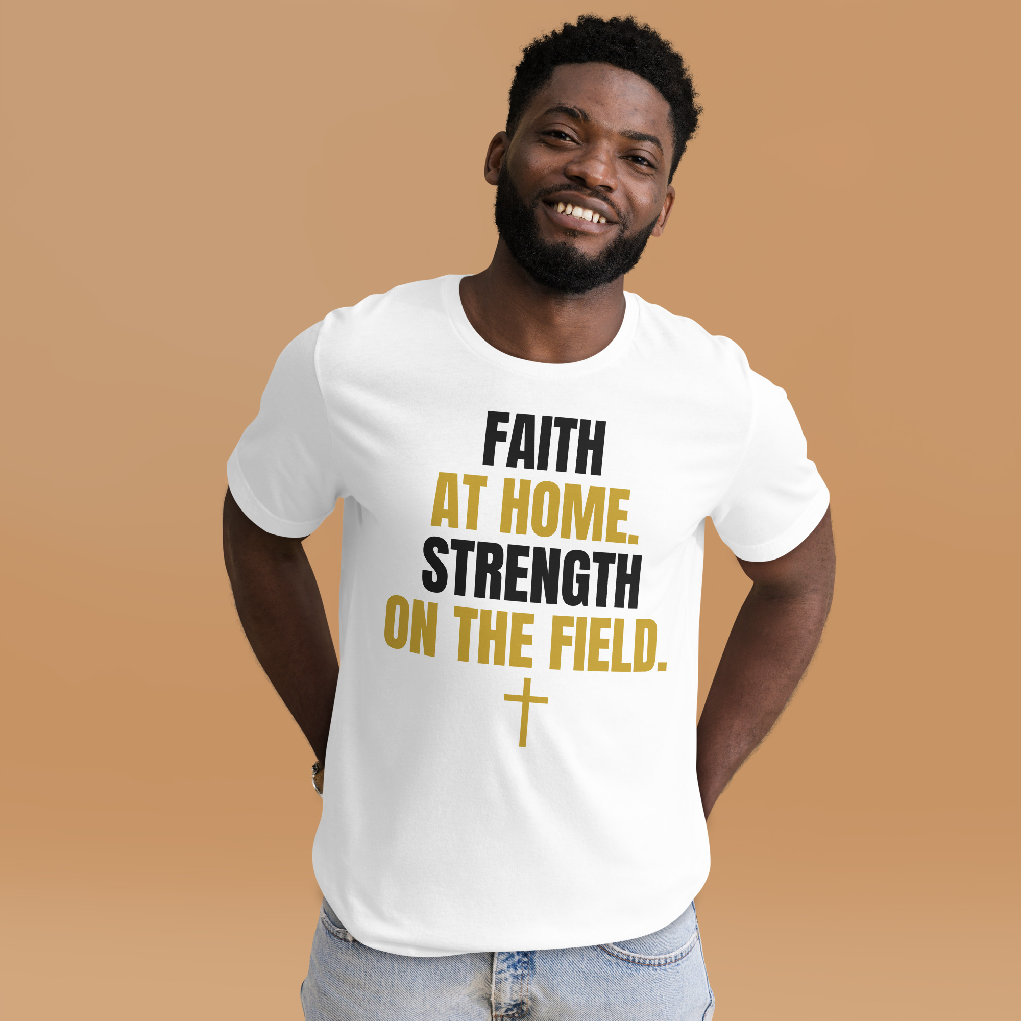 Faith at Home Strength on Field Christian T-Shirt, Soccer Football World Cup 2026 Tee, Unisex for Men & Women