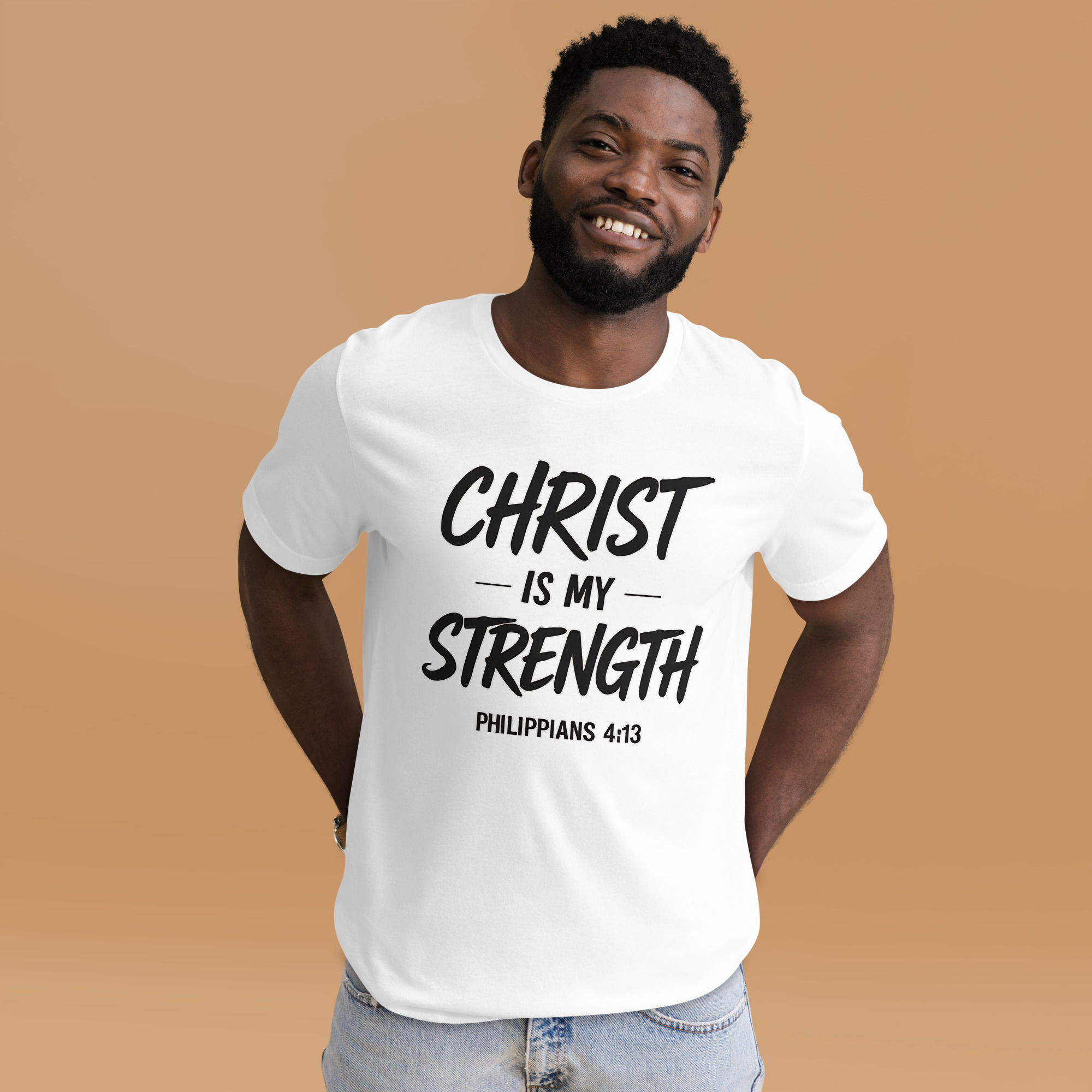 Christ Is My Strength Christian T-Shirt, Faith Bible Verse Tee, Unisex Christian Apparel for Men & Women, Catholic Gift