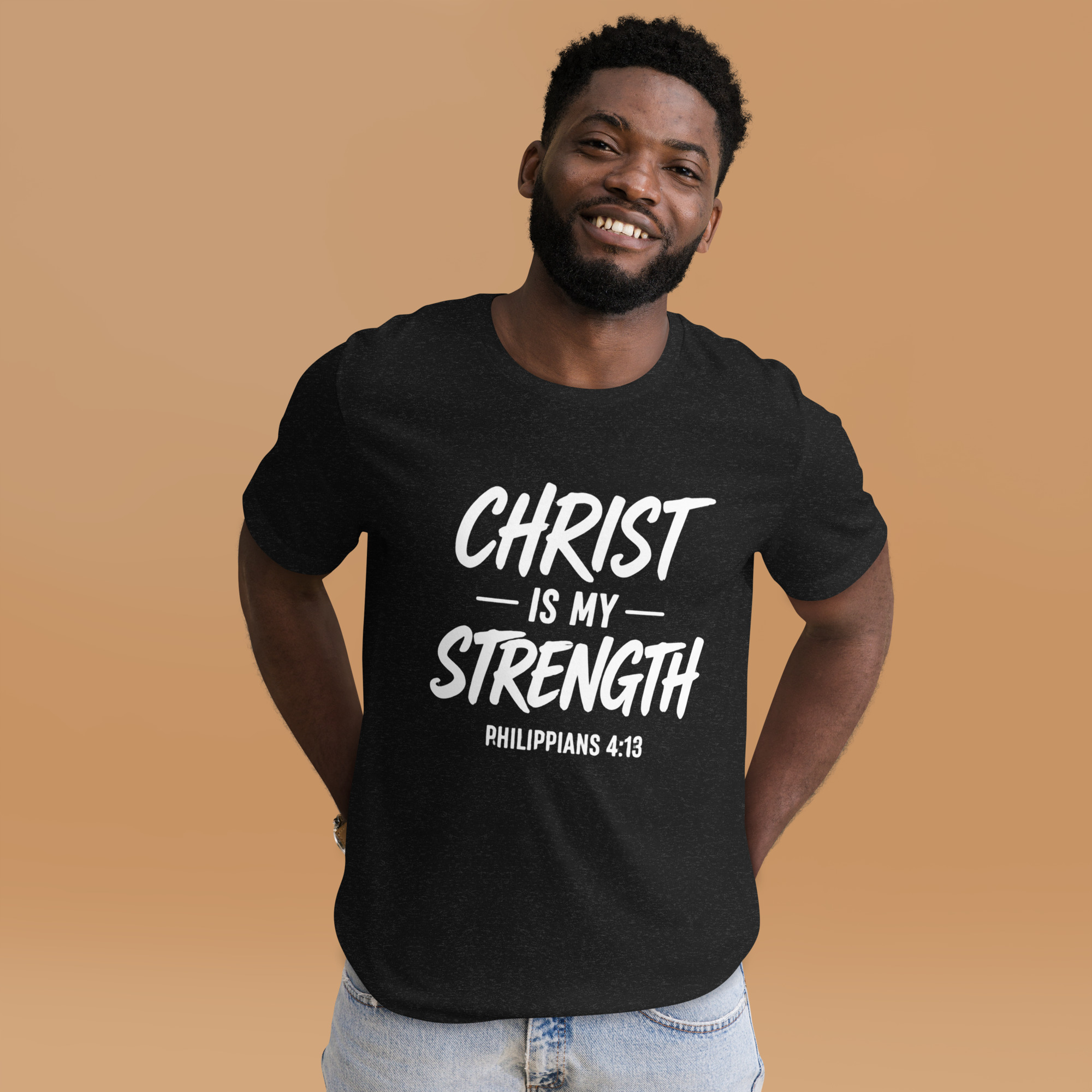 Christ Is My Strength Christian T-Shirt, Faith Bible Verse Tee, Unisex Christian Apparel for Men & Women, Catholic Gift