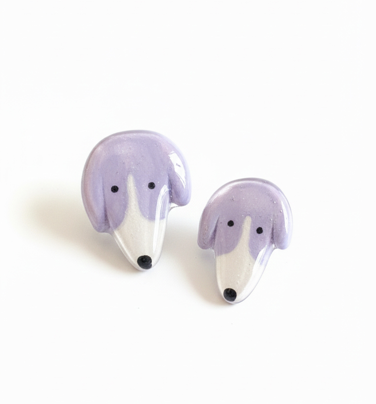 Handmade Lilac Whippets Earrings