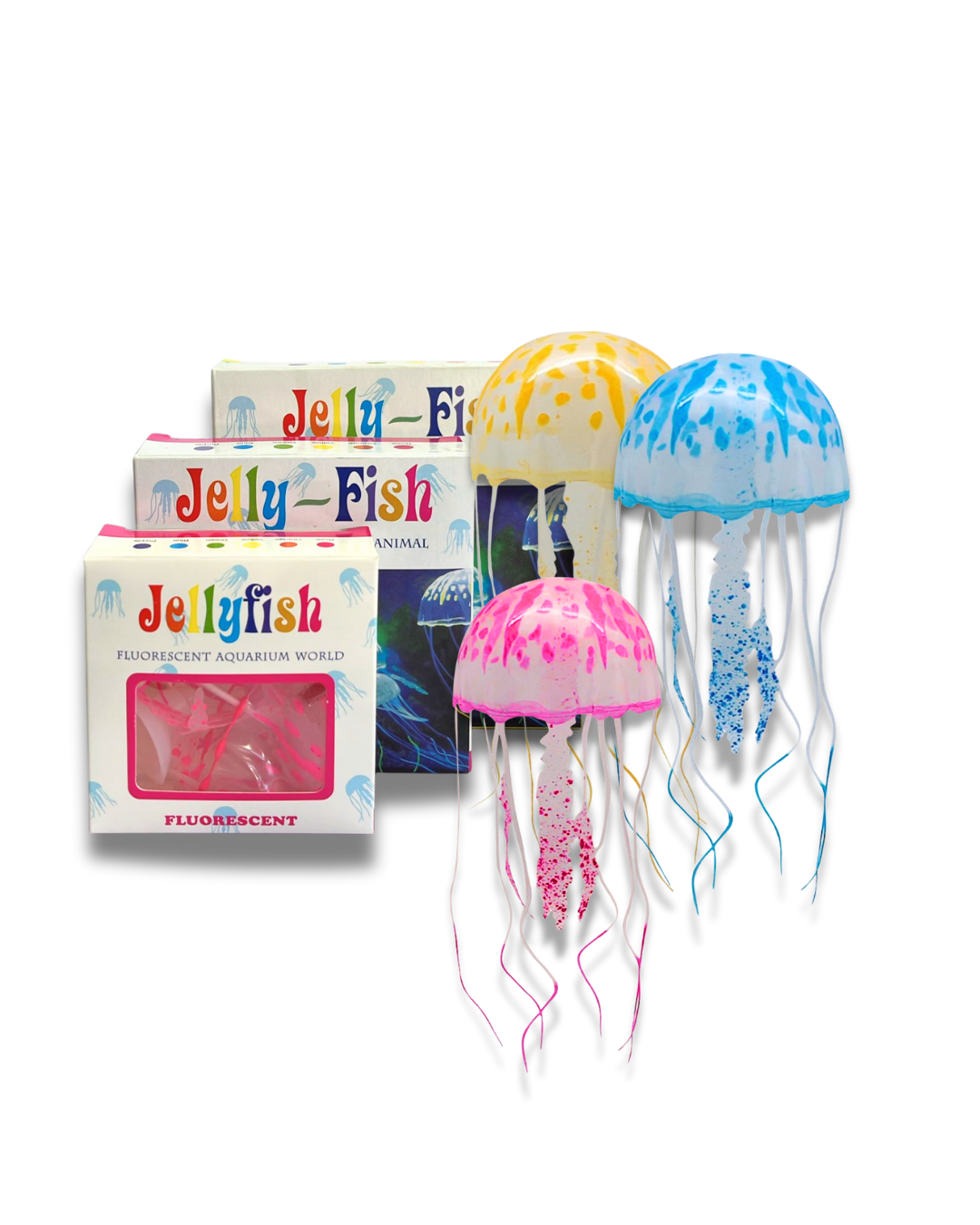 MEDUSA DE SILICONA FLUORESENTE CON VENTOSA EN CAJA