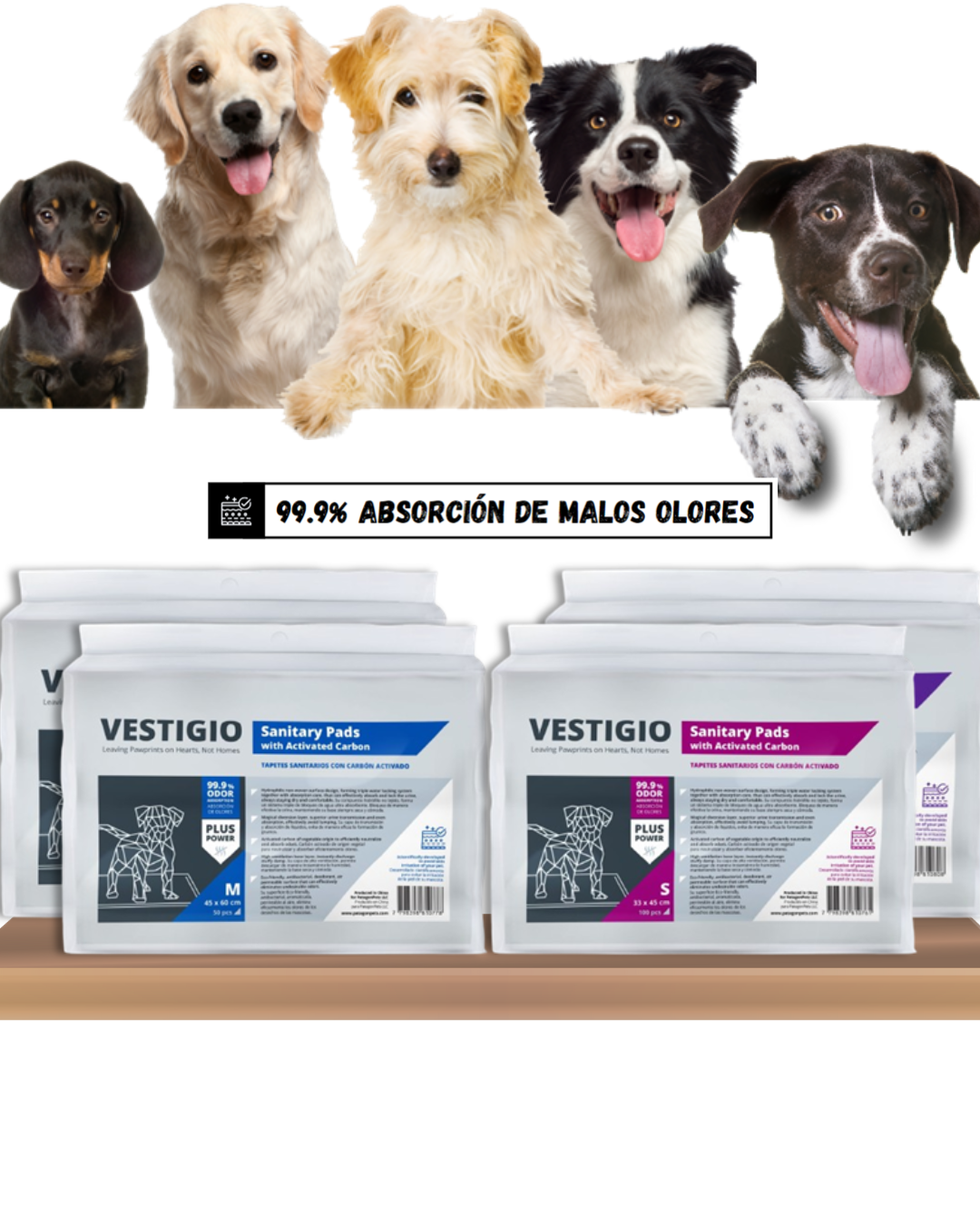 Tapetes higenicos (pañales) Vestigio- Con carbon activado